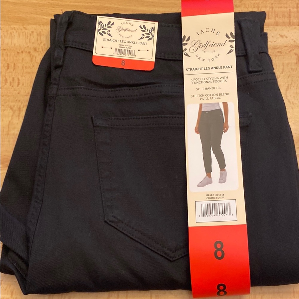 JACHS Girlfriend New York Black Straight Leg Ankle Pants NWT
